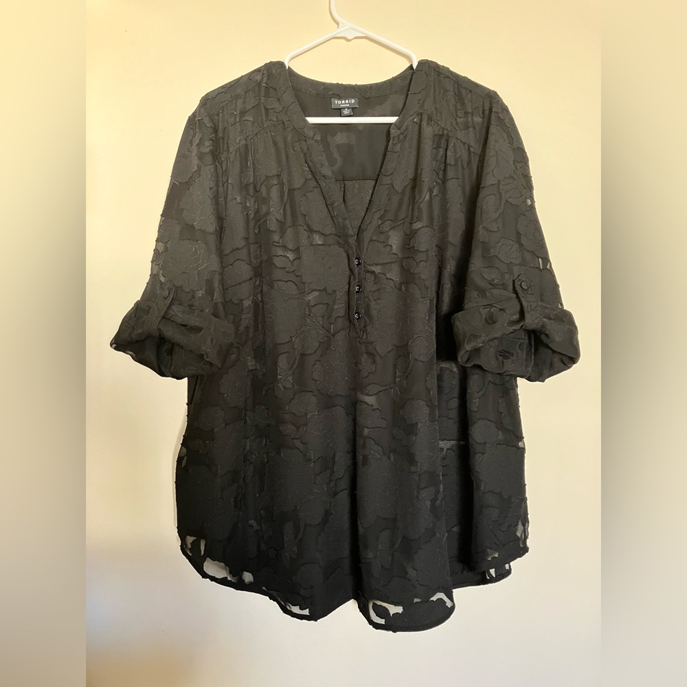 Harper Clip Chiffon 3/4 Sleeve Torrid Blouse